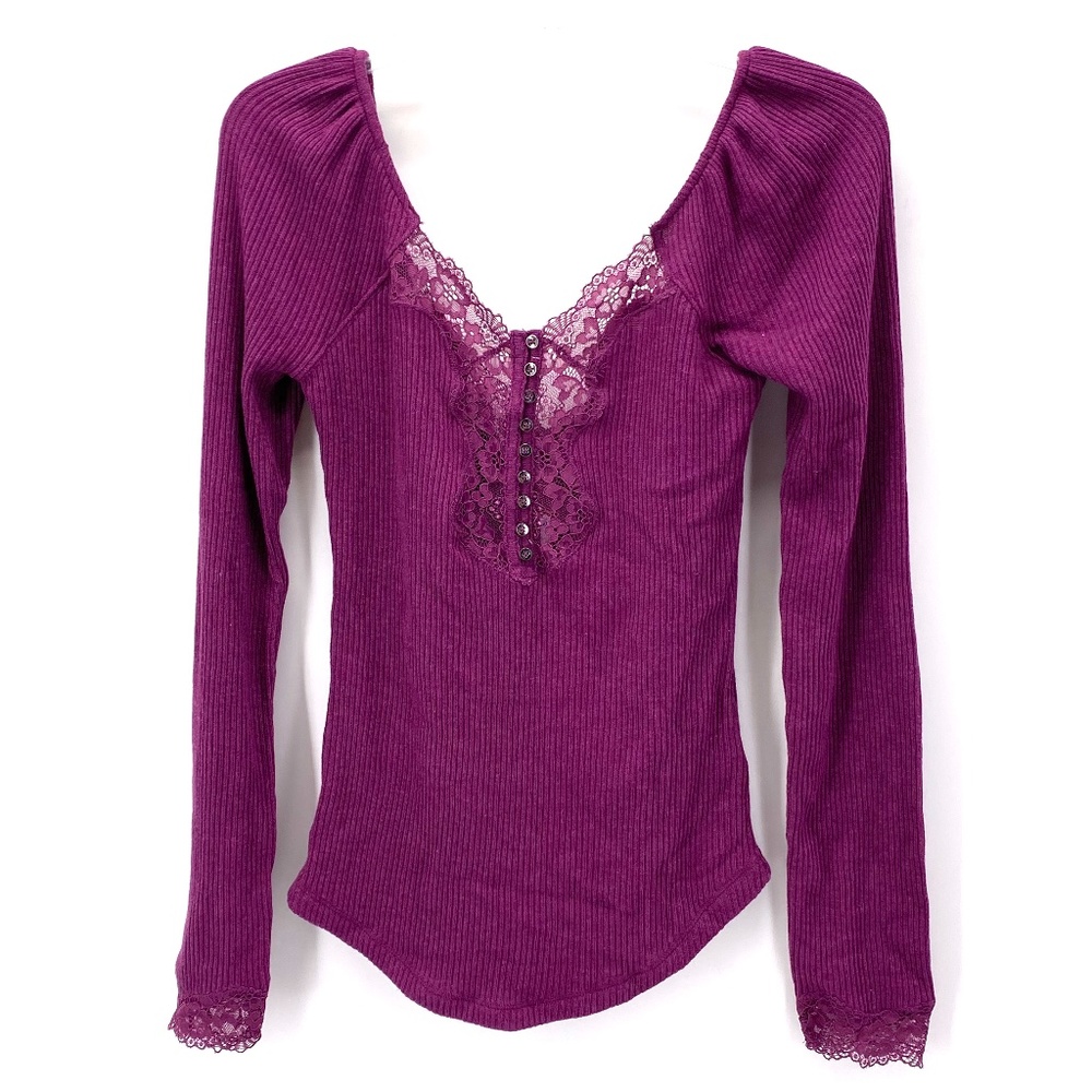 FREE PEOPLE TO THE WEST LONG SLEEVE HENLEY TOP